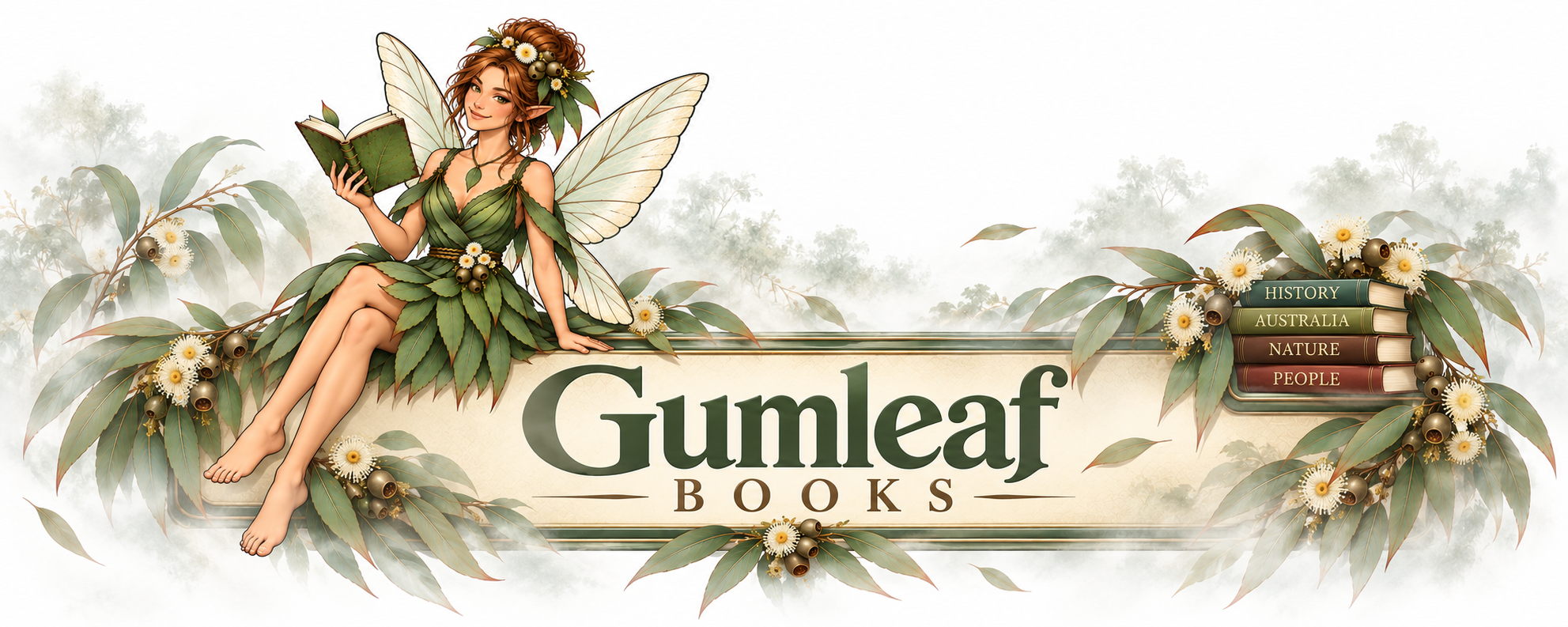 Hand-drawn Gumleaf Books artwork